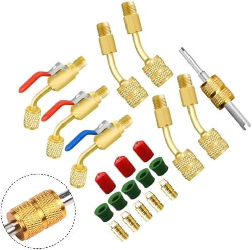 Kleines Split-Adapter-Set, Messing HVAC Zubehör, Messing Mini für Split-Systeme für Split Zubehör inkl. Kugelhähne und Dichtungen kompatibel mit R410A und anderen, 21 Stück Kleines Split-Adapter-Set, Messing HVAC Zubehör, Messing Mini für Split-Systeme für Split Zubehör inkl. Kugelhähne und Dichtungen kompatibel mit R410A und anderen, 21 Stück von Rysydant