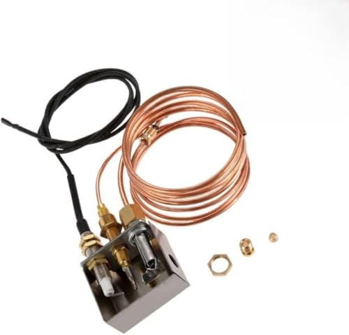 Pilotbrenner-Montageset, Gaspilot-Montageersatz mit 900 mm Thermoelement und Zünddraht für Gaskamin, Propangas-Feuer-Heizung, Edelstahl, 1 stück Pilotbrenner-Montageset, Gaspilot-Montageersatz mit 900 mm Thermoelement und Zünddraht für Gaskamin, Propangas-Feuer-Heizung, Edelstahl, 1 stück von Rysydant
