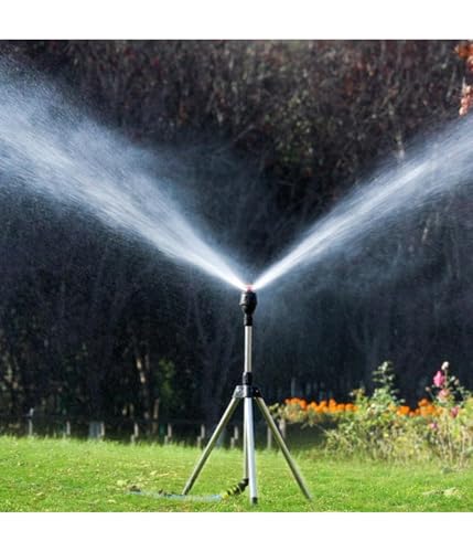 Rotierender Stativ-Sprinkler, Rasensprenger, Bewässerungswerkzeuge, 360 ° Rotation, Edelstahl, ABS, Nylon, für Garten, Hof, große Fläche, Schwarz von Rysydant