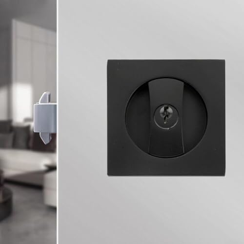 Versenktes Türschloss, Zinklegierung mit Haken, unsichtbare 2-seitige Hardware für Badezimmer- oder Schlafzimmertüren, Schwarz von Rysydant