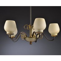 Kronleuchter Aus Messing Mit Opalglas Schattierungen Von Gebogenen Karlby Für Aluminium von RyszardChwastyk