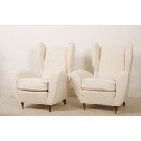 Lounge Oder Wingback Stühle in Creme Bouclé Von Melchiorre Bega von RyszardChwastyk