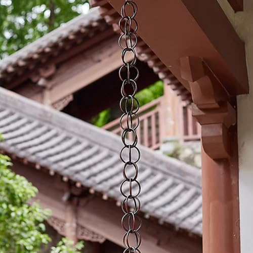 Rytgdxss Regenwasserfänger Regenkette 1Meter - Edle Alternative zum Fallrohr, Wasserspiel für den Garten zur Regenwasserableitung und als dekoratives Gartenelement1m von Rytgdxss