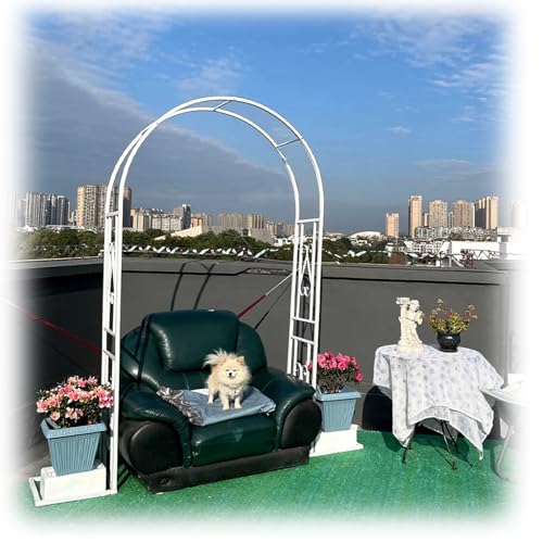 Rytgdxss Rosenbogen 140x40x230cm Gartenbogen aus Metall Robuster Metallbogen für Kletterpflanzen, Rosenbogen, Gartenbogen für Eingang, Hochzeit, Garten, Pavillon,Weiß-A von Rytgdxss