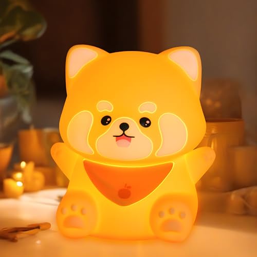 Rytinazzz Red Panda Cute Lamp Night Light for Kids, LED Squishy Novelty Lamp, Rechargeable Baby Night Light Toddler for Bedroom, Silicone Dimmable Breastfeeding Nursery Nightlight von Rytinazzz