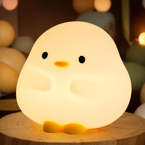 Rytinazzz Süße Ente Geschenke Nachtlicht, Silikon Dimmbar Kinderzimmer Nachtlicht für Kinderzimmer Wiederaufladbare LED Nachttischlampe für Schlafzimmer Wohnzimmer Geschenke für Frauen Jungen Mädchen von Rytinazzz
