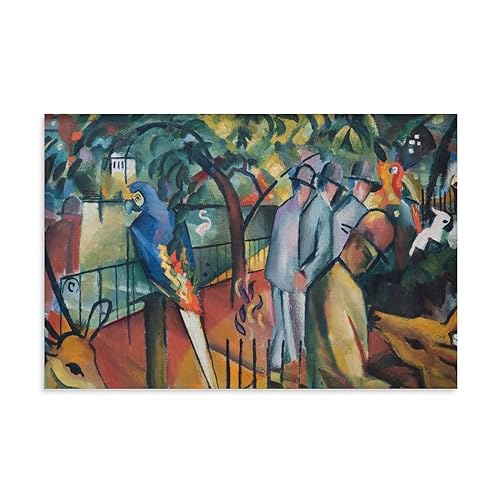 August Macke berühmte Malerwerke (Zoologischer Garten I) Druck Poster dekorative Malerei Leinwand Wandkunst Wohnzimmer Schlafzimmer Gemälde 60 x 90 cm von RyuSa