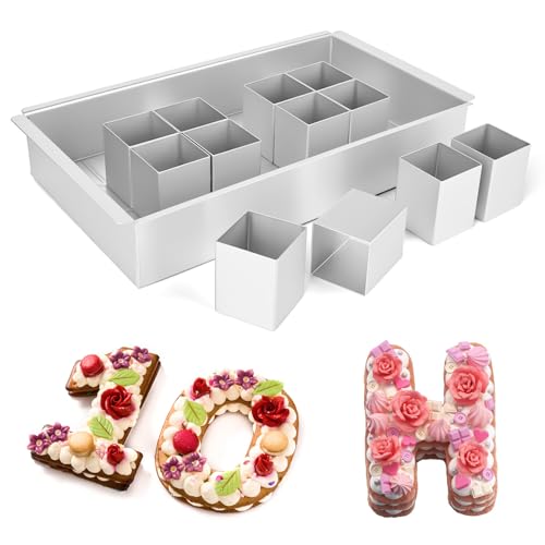 Rzspher Backform Zahlen, DIY Zahlen Backform und Buchstaben, Verstellbare Zahlenbackform Aluminium für DIY Backen Formen Set, Hochzeit Geburtstag Taufe von Rzspher