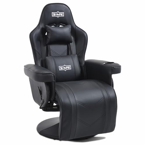 S*MAX Gaming Stuhl mit Fußstütze Höhenverstellbar Gaming Sessel hoher Rückenlehne Verstellbarer Rückenlehne Becherhalter Seitentasche Gamer Stühle für Erwachsene Schwarz X Large von S*MAX