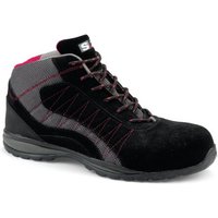 S 24 Bossi Industrie - Hohe Schuhe levant S1P Veloursspaltleder schwarz/grauer Stoff - Größe 40 - 5222-40 von S 24 BOSSI INDUSTRIE