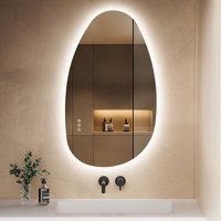 S'afielina - Badspiegel mit Beleuchtung 85×50cm led Touch Schalter Wandspiegel 3 Lichtfarben und Dimmbar, Anti-Beschlag- und Memory-Funktion von S'AFIELINA