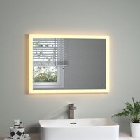 Badspiegel mit Beleuchtung led Lichtspiegel Wandspiegel Energiesparend Wandschalter,Warmweiß 3000K,Energiesparend, Wandmontage,50x70 cm - S'afielina von S'AFIELINA