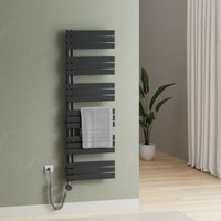 S'afielina - Elektrischer Badheizkörper Handtuchtrockner mit Timing Elektrisch Thermostat, Handtuchwärmer mit Heizstab, Anthrazit 159.9x60 cm von S'AFIELINA