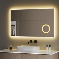 [JAMAIS UTILISÉ]S'AFIELINA LED Badspiegel Rechteckig mit dreifacher Vergrößerung Badezimmerspiegel mit Kaltweißes und warmweißes Beleuchtung von S'AFIELINA