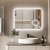 Led Badspiegel Badezimmerspiegel mit Beleuchtung Wandspiegel mit Touch-Schalter+Beschlagfrei 6500K Kaltweiß Energiesparend Lichtspiegel mit 3-Fach von S'AFIELINA