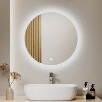 Led Badspiegel Rund Badezimmerspiegel Wandspiegel mit Touch-Schalter,Kaltweiß 6500K 60 cm - S'afielina von S'AFIELINA