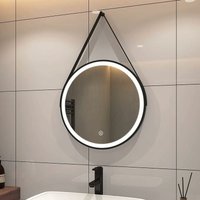Led Badspiegel Rund Badezimmerspiegel mit Beleuchtung Schwarzer Rahmen Wandspiegel mit Touch-Schalter, Kaltweiß 6500K 50 cm - S'afielina von S'AFIELINA