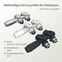 S'afielina - Multiblock Set für Heizkörper Anschlussarmatur für Badheizkörper, Anthrazit (1 St) Thermotstat Hahnblock Ventil Heizungszubehör Eck- und von S'AFIELINA