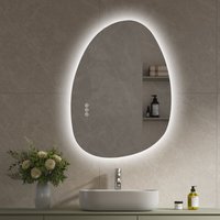 S'AFIELINA 75×55 cm Asymmetrischer Spiegel LED – Badspiegel mit Beleuchtung, Dimmfunktion, horizontal/vertikal montierbar, Antibeschlag,Bad & Flur von S'AFIELINA