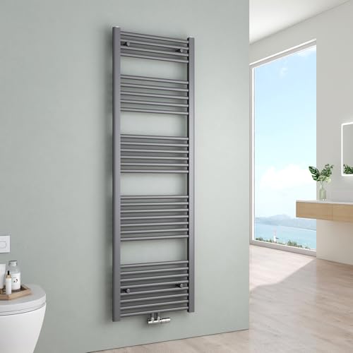 S'AFIELINA Badheizkörper Anthrazit 160x50 cm, Handtuchheizkörper Seitenanschluss & Mittelanschluss Bad Heizkörper Handtuchwärmer zum Heizen und Handtuch trocknen im Badezimmer, 654W von S'AFIELINA