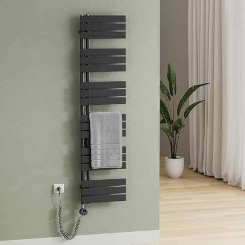 S'AFIELINA Badheizkörper Elektrisch, Bad Heizkörper,Handtuchheizkörper mit Thermostat und Timer, Design Handtuchhalter Heizkörper Bad 800W für ca. 8 m², Heizung Energiesparend, Anthrazit 1599x400mm von S'AFIELINA