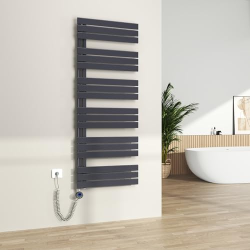 S'AFIELINA Badheizkörper Elektrisch mit Thermostat Anthrazit 1599x600mm 1000 Watt Handtuchheizkörper Elektrisch mit Heizstab Timer Heizkörper für Bad Paneel Handtuchtrokner Seitenanschluss von S'AFIELINA