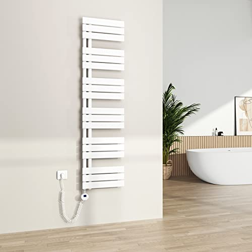 S'AFIELINA Badheizkörper Elektrisch mit Thermostat Weiß 1599x400mm 800 Watt Handtuchheizkörper Elektrisch mit Heizstab Timer Heizkörper für Bad Paneel Handtuchtrokner Seitenanschluss von S'AFIELINA