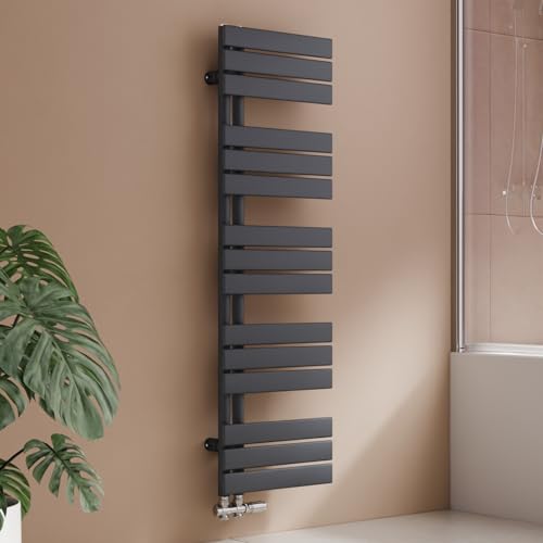 S'AFIELINA Design Badheizkörper Handtuchheizkörper Anthrazit Flach Paneel Seitenanschlusss 1320x400mm Heizkörper für Bad Handtuchtrockner 598 Watt von S'AFIELINA
