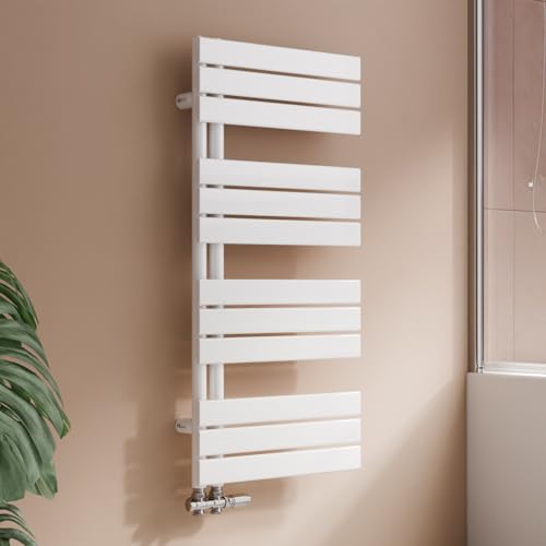 S'AFIELINA Design Badheizkörper Handtuchheizkörper Weiß Flach Paneel Seitenanschlusss 1041x500mm Heizkörper für Bad Handtuchtrockner 529 Watt von S'AFIELINA