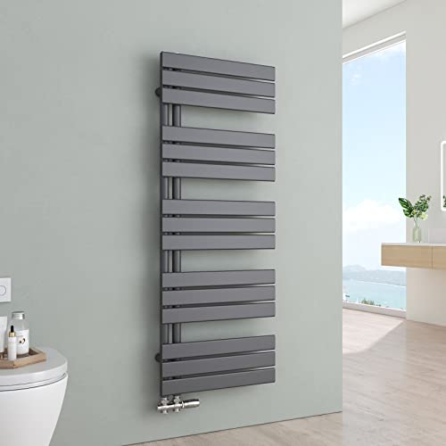 S'AFIELINA Badheizkörper Paneel Heizkörper Bad 1320x500mm Handtuchheizkörper Seitenanschlusss 695 Watt Handtuchtrockner mit Anschluss Links oder Rechts (Anthrazit) von S'AFIELINA