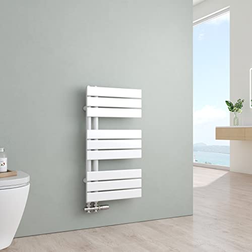 S'AFIELINA Badheizkörper Paneel Heizkörper Bad 762x400mm Handtuchheizkörper Seitenanschlusss 342 Watt Handtuchtrockner mit Anschluss Links oder Rechts (Weiß) von S'AFIELINA
