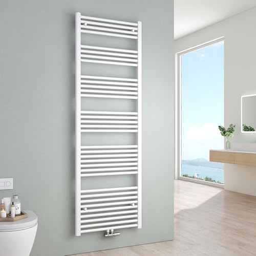 S'AFIELINA Badheizkörper Weiß 180x60 cm, Handtuchheizkörper Seitenanschluss & Mittelanschluss Bad Heizkörper Handtuchwärmer zum Heizen und Handtuch trocknen im Badezimmer, 860W von S'AFIELINA