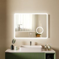 Badspiegel Wandspiegel mit Beleuchtung led Badspiegel mit Energiesparend, 80×60cm Touchschalter,Beschlagfrei, Dimmbar, 3-fach Vergrößerung von S'AFIELINA