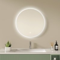 S'AFIELINA Badspiegel mit Beleuchtung Rund LED Wandspiegel Badezimmerspiegel mit Touch, kaltweißes Licht und Memory Funktion, 50cm von S'AFIELINA