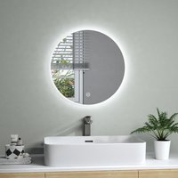 Badspiegel mit Beleuchtung Rund led Wandspiegel Badezimmerspiegel mit Touch und kaltweißes Licht 50cm - S'afielina von S'AFIELINA