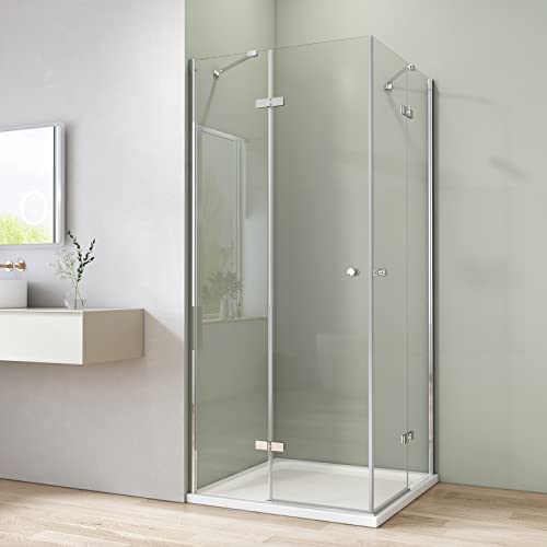 S'AFIELINA Duschkabine 80x80 cm Eckeinstieg Höhe 185 cm Duschabtrennung Dusche ESG Sicherheitsglas Duschkabine Scharniertür mit Nano Beschichtung von S'AFIELINA