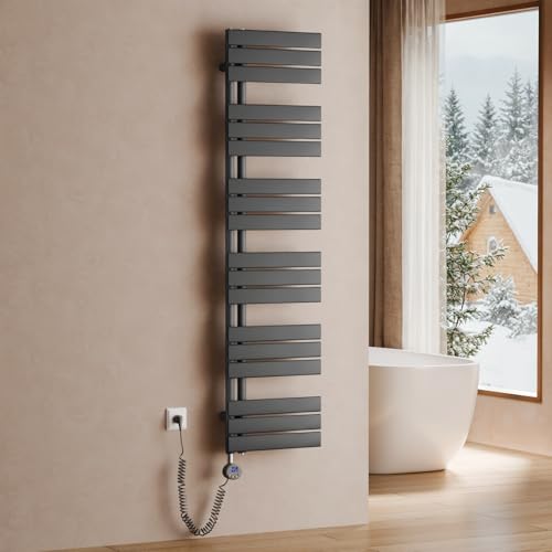 S'AFIELINA Elektrischer Badheizkörper mit Thermostat 1599x400mm Handtuchheizkörper Elektrisch Handtuchwärmer Badheizkörper Paneel Seitenanschluss 800 Watt (Anthrazit) von S'AFIELINA