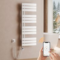 S'AFIELINA Handtuchheizkörper Elektrisch 1041×400mm, Badheizkörper Elektrisch mit Thermostat, WiFi, programmierbarem Timer, LCD-Anzeige, 400 W, Weiß von S'AFIELINA