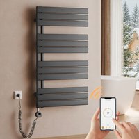 S'AFIELINA Handtuchheizkörper Elektrisch 1041×600mm, Badheizkörper Elektrisch mit Thermostat, WiFi,programmierbarem Timer,LCD-Anzeige,600 W,Anthrazit von S'AFIELINA