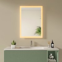 Led Badspiegel Wandschalter Badezimmerspiegel mit Beleuchtung Warmweiß 3000K Wandspiegel 50 x 70 cm - S'afielina von S'AFIELINA