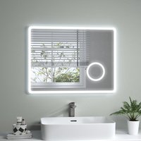 Led Badspiegel Badezimmerspiegel mit Beleuchtung Wandspiegel mit Touchschalter,3-fach Vergrößerung,Energiesparend,IP44, 60x80 cm - S'afielina von S'AFIELINA