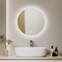 Led Badspiegel Rund Badezimmerspiegel Wandspiegel mit Touch-Schalter,Kaltweiß 6500K 50 cm - S'afielina von S'AFIELINA