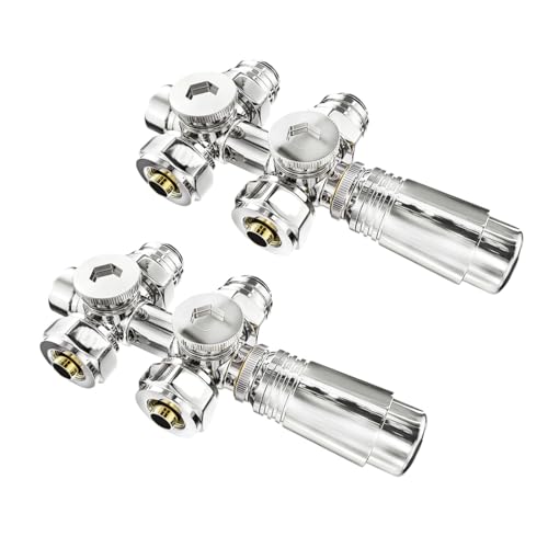 S'AFIELINA Multiblock Set für Heizkörper und Badheizkörper Anschlussarmatur inkl. Thermotstat Hahnblock Ventil Heizungszubehör Eck- und Durchgangsform Chrom（φ16*G1/2", 2 Stück） von S'AFIELINA