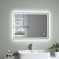 S'AFIELINA Rechteckiger LED Badspiegel Badezimmerspiegel mit Beleuchtung 3 Lichtfarben,Helligkeit Einstellbar,Beschlagfrei,IP44, 60x80 cm von S'AFIELINA