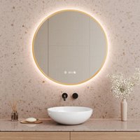 S'afielina - Badspiegel mit led Beleuchtung Wandspiegel Energie Sparen Goldener Metallrahmener Badspiegel mit Touch-Schalter und Beschlagfrei Taste von S'AFIELINA