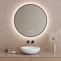 S'afielina - Badspiegel mit led Beleuchtung Wandspiegel Energie Sparen Schwarz Metallrahmener Badspiegel mit Touch-Schalter und Beschlagfrei Taste von S'AFIELINA