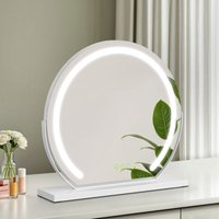 S'afielina - Schminkspiegel Kosmetikspiegel Rund mit led Beleuchtung und Touch Schalter, 3 Lichtfarben Dimmbar Memory Funktion Weißer Rahmen, φ 50cm von S'AFIELINA