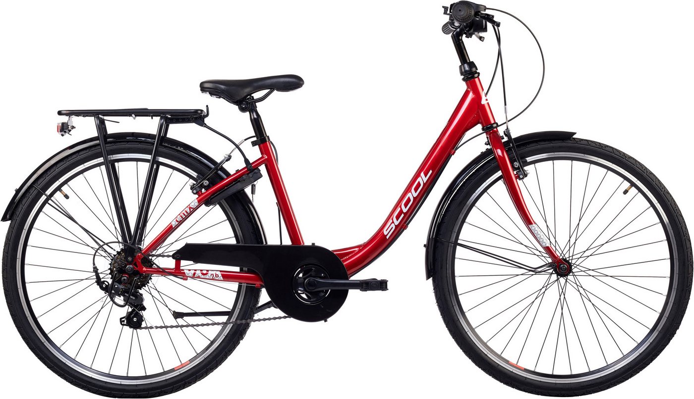 S’COOL Jugendfahrrad S'COOL chiX, 6 Gang Shimano, Kettenschaltung, 26 Zoll, Jugendliche, mit Gepäckträger und Schutzblech S’COOL Jugendfahrrad S'COOL chiX, 6 Gang Shimano, Kettenschaltung, 26 Zoll, Jugendliche, mit Gepäckträger und Schutzblech von S’COOL