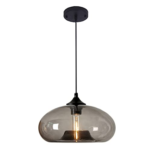 S-Cevada 28cm Bunt Glas Lampenschirm Hängelampe, Industrie Vintage Pendelleuchte E27 Loft Bar Deckenleuchte Pendellampe Für Küche Schlafzimmer Wohnzimmer Kronleuchter (Grau) von S-Cevada