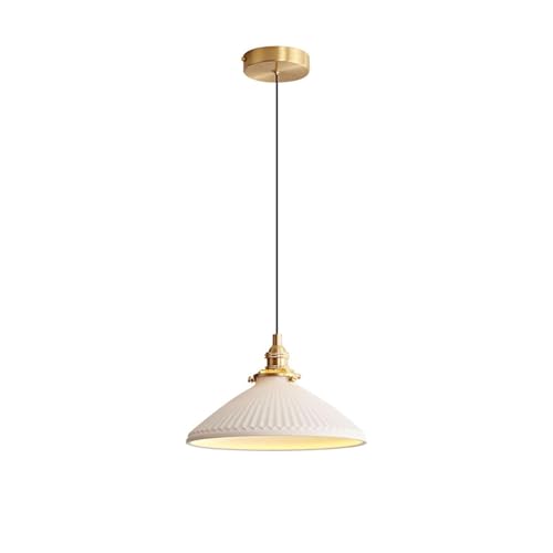 S-Cevada Industrielle Vintage Keramik Pendelleuchte 23cm Weiße Hängeleuchte mit Metallfassung für Schlafzimmer Kücheninsel Wohnzimmer Flur Esszimmer von S-Cevada